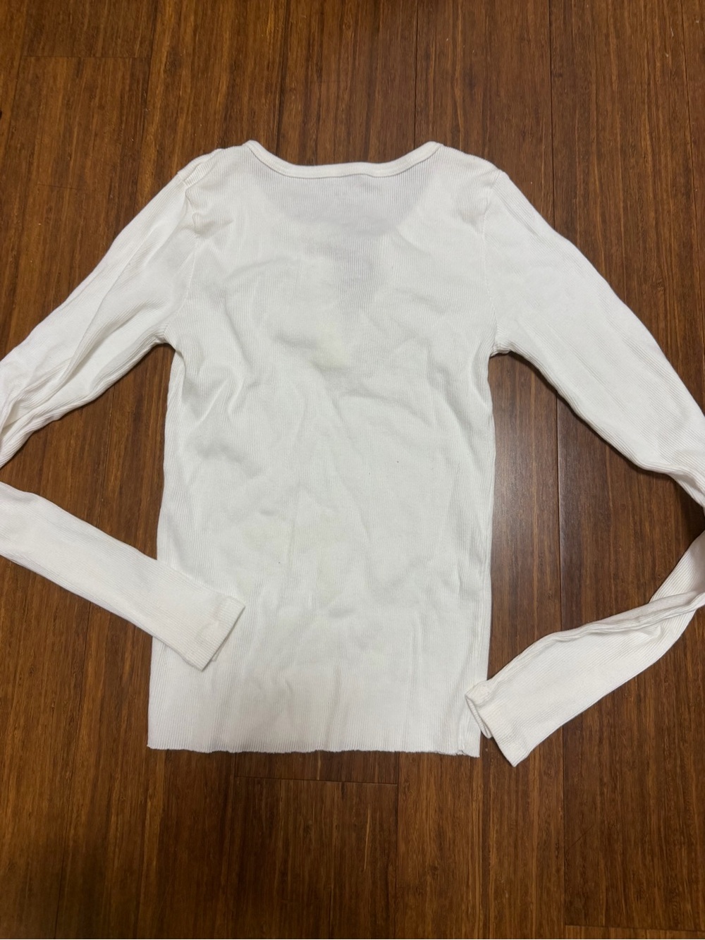 Brandy Melville Ribbed Henley Long-Sleeve Top - White - Picture 3 of 3